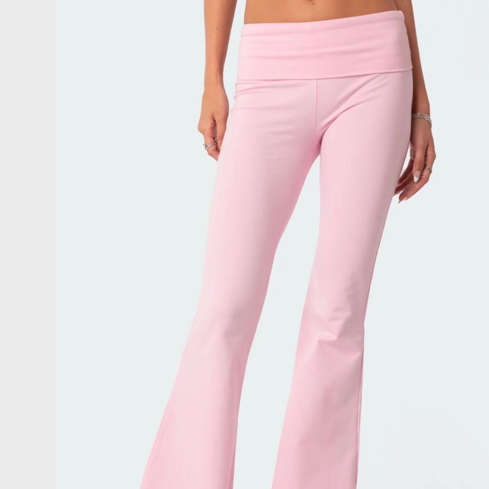 Edikted Pink Flare Boot Cut Pants